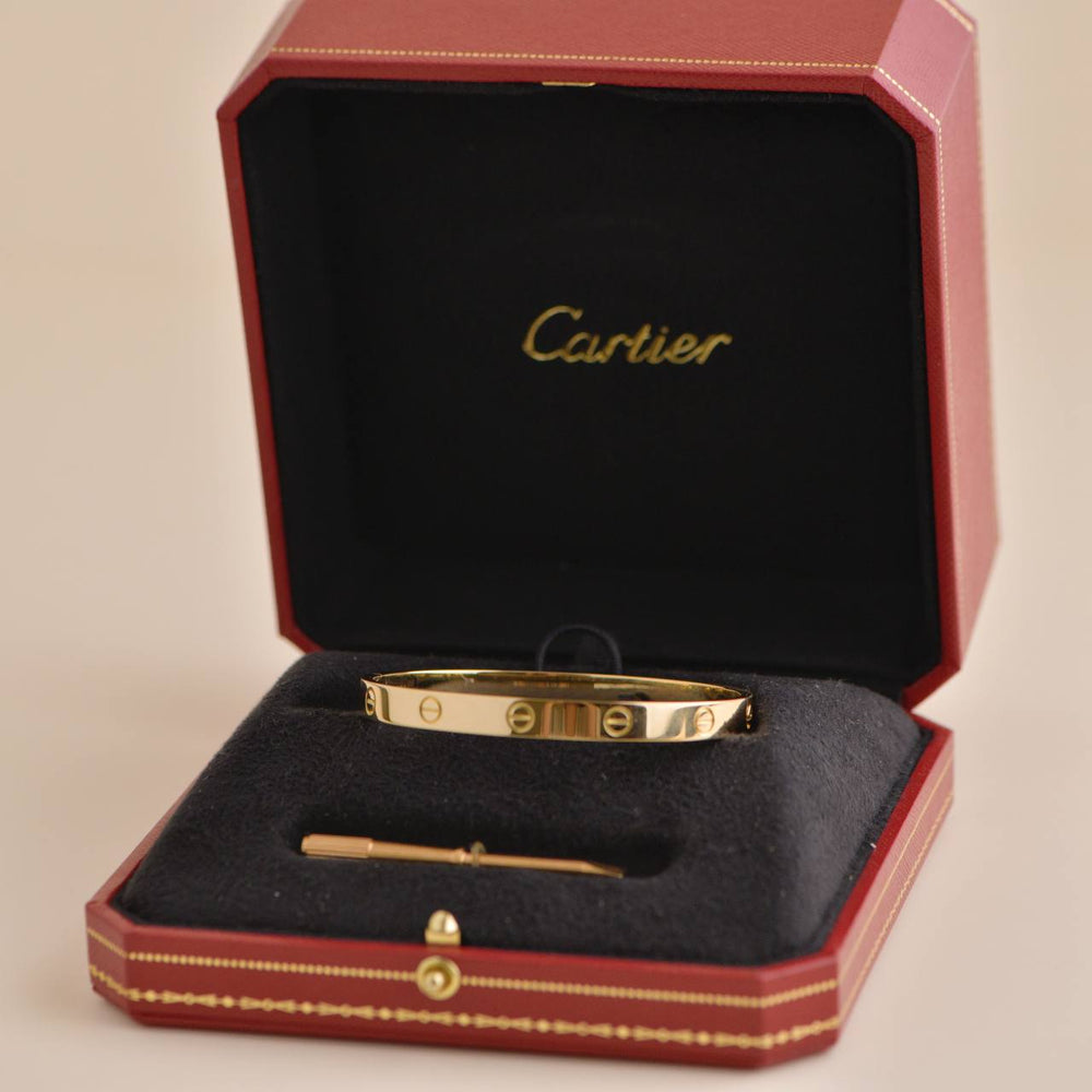 Pre-owned Cartier Love Bracelet 18K Yellow Gold Size 18 