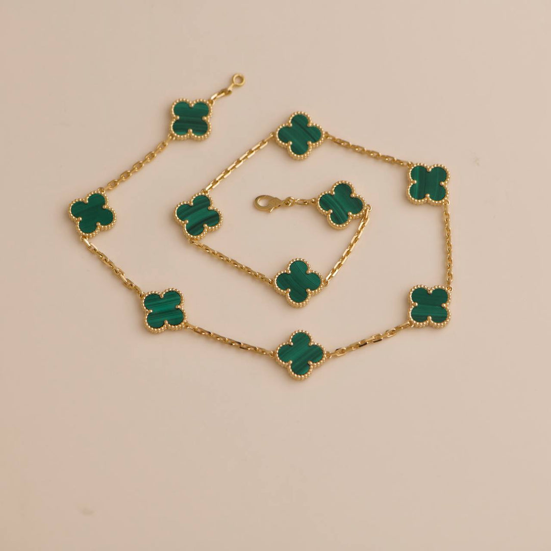 Van Cleef Arpels Vintage Alhambra Malachite 10 Motifs Gold