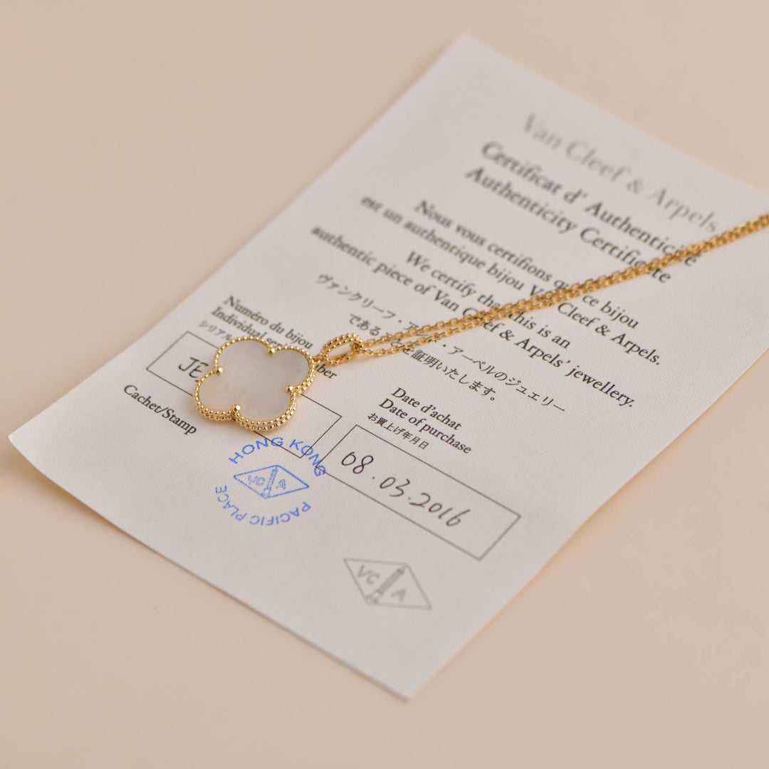 Van Cleef & Arpels Magic Alhambra Mother of Pearl Yellow Gold Pendant Necklace