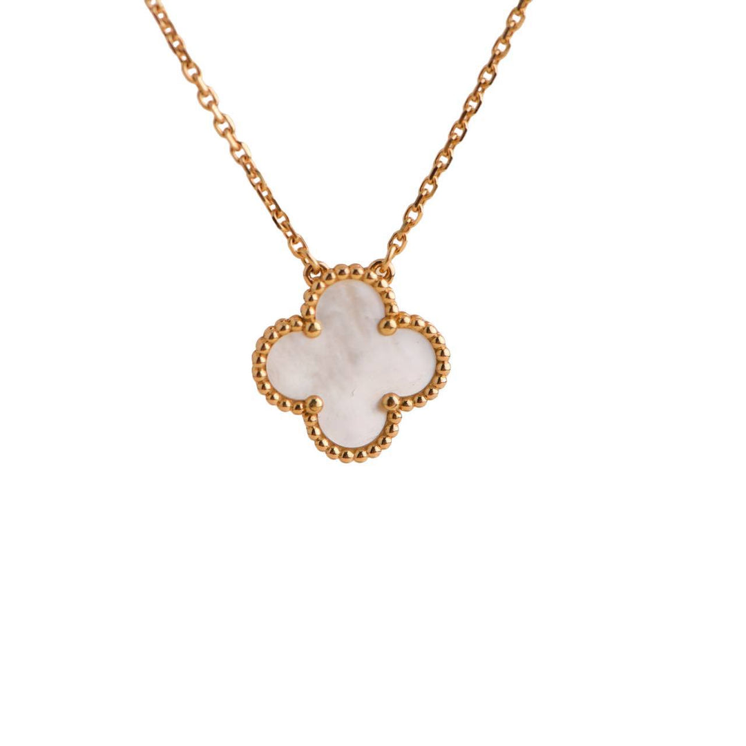 Van Cleef & Arpels Vintage Alhambra Mother of Pearl Yellow Gold Pendant Necklace