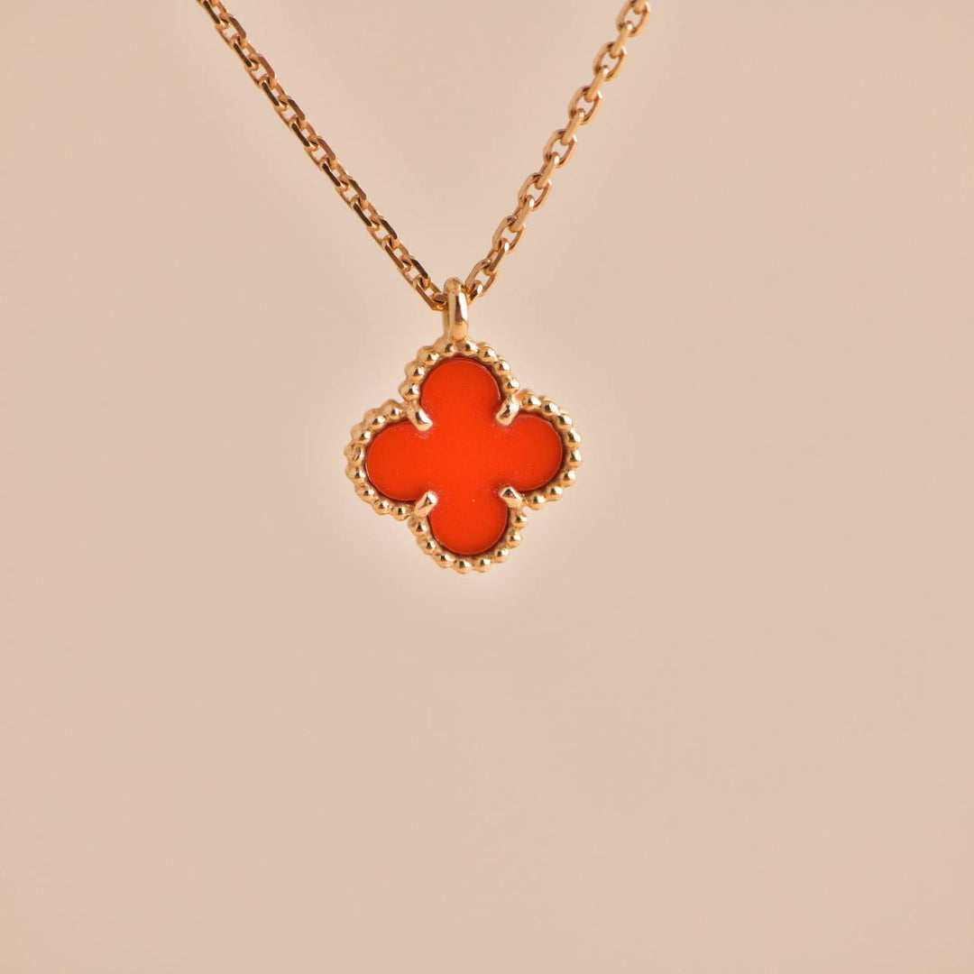 Van Cleef Arpels Sweet Alhambra Carnelian Rose Gold Pendant