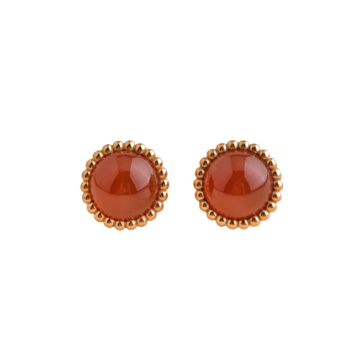 Pre-loved Van Cleef & Arpels Perlée Couleurs Carnelian 18K Rose Gold Earrings