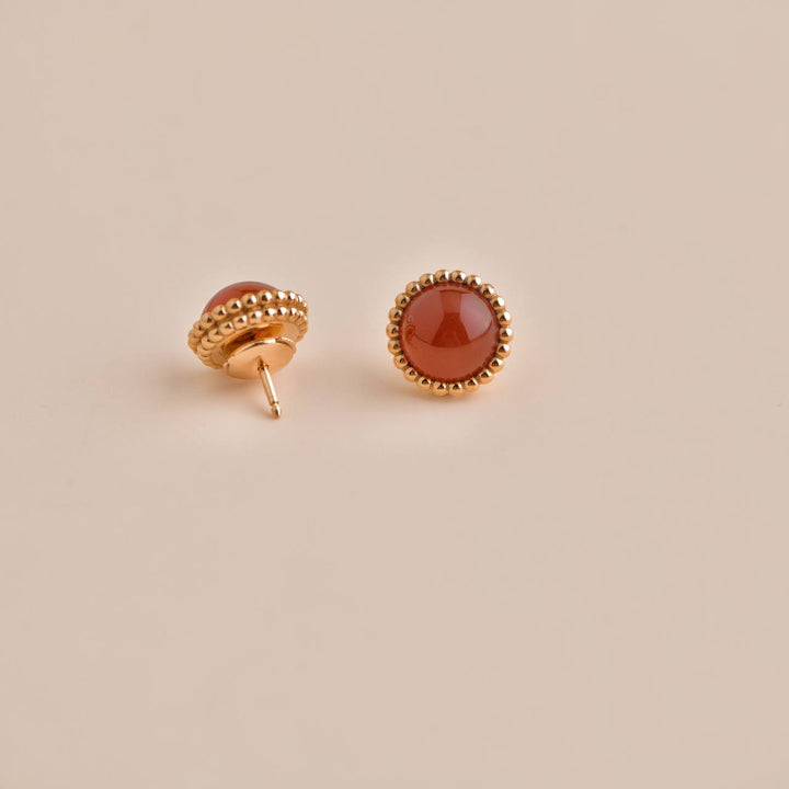 Pre-loved VCA Perlée Couleurs Carnelian 18K Rose Gold Earrings