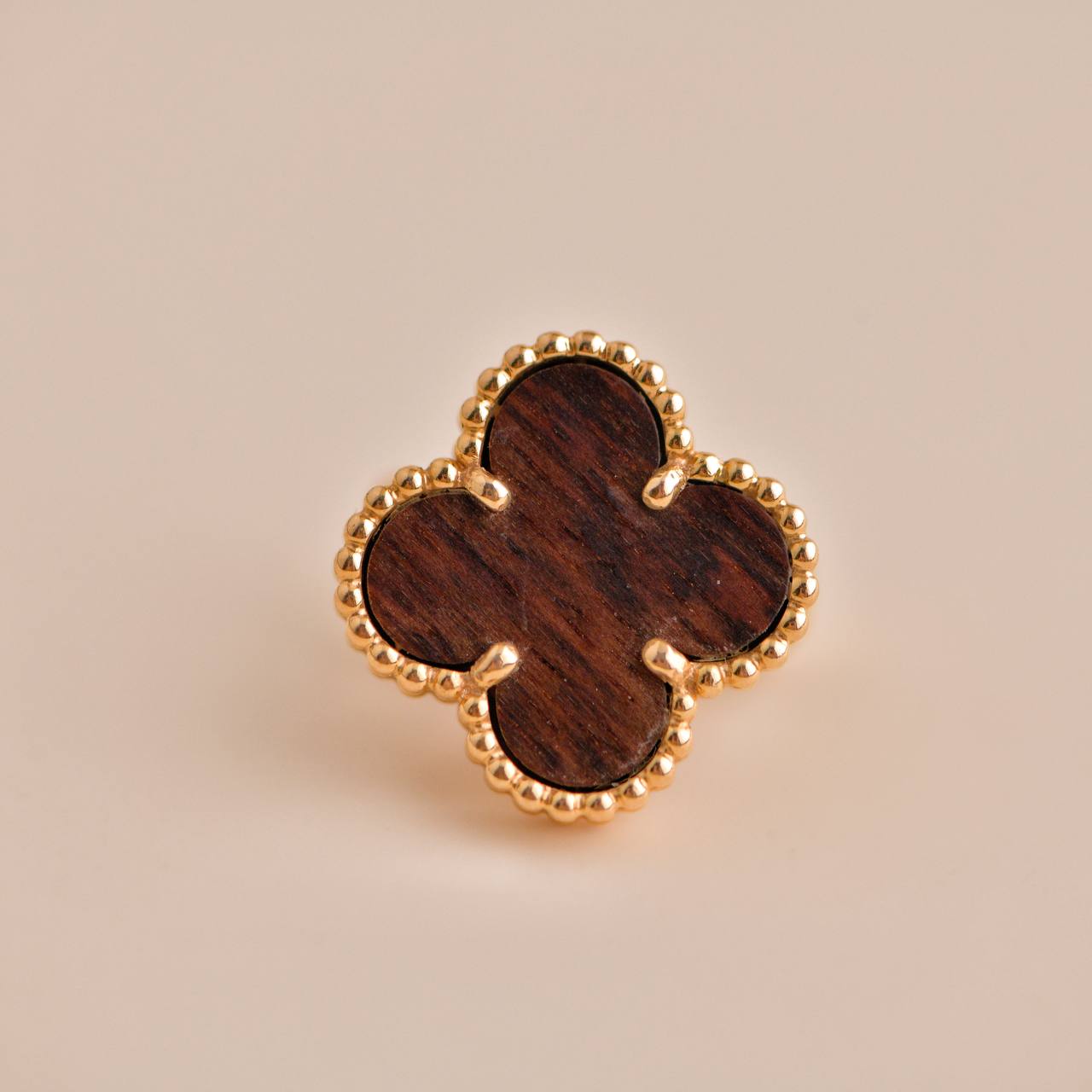 Van Cleef Arpels Vintage Alhambra Letterwood Rose Gold Earrings Dandelion Antiques