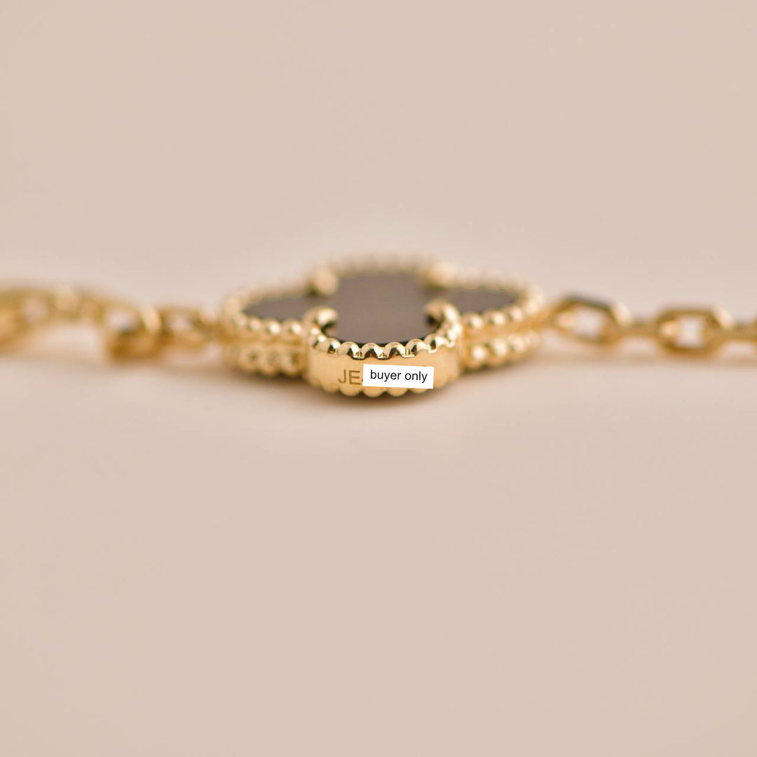 Second Hand Van Cleef Vintage Alhambra Black Onyx Yellow Gold Bracelet