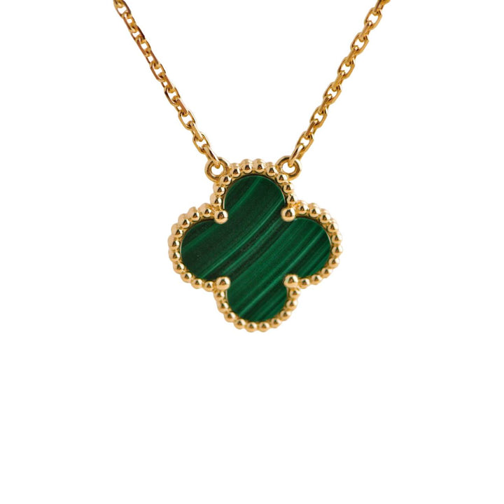 Pre-loved Van Cleef & Arpels Vintage Alhambra Malachite Yellow Gold Pendant Necklace