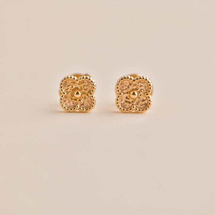 Pre-loved VCA Sweet Alhambra Hammered Rose Gold Earstuds