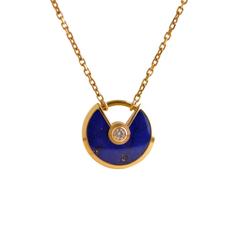 Pre-loved Cartier Amulette De Cartier 18K Yellow Gold Lapis Lazuli Pendant Necklace