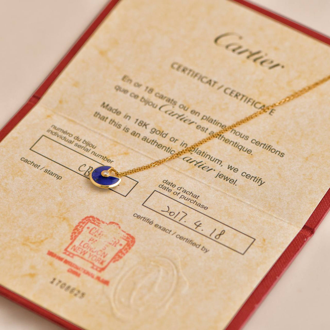 Pre-loved Cartier Amulette De Cartier 18K Yellow Gold Lapis Lazuli Pendant