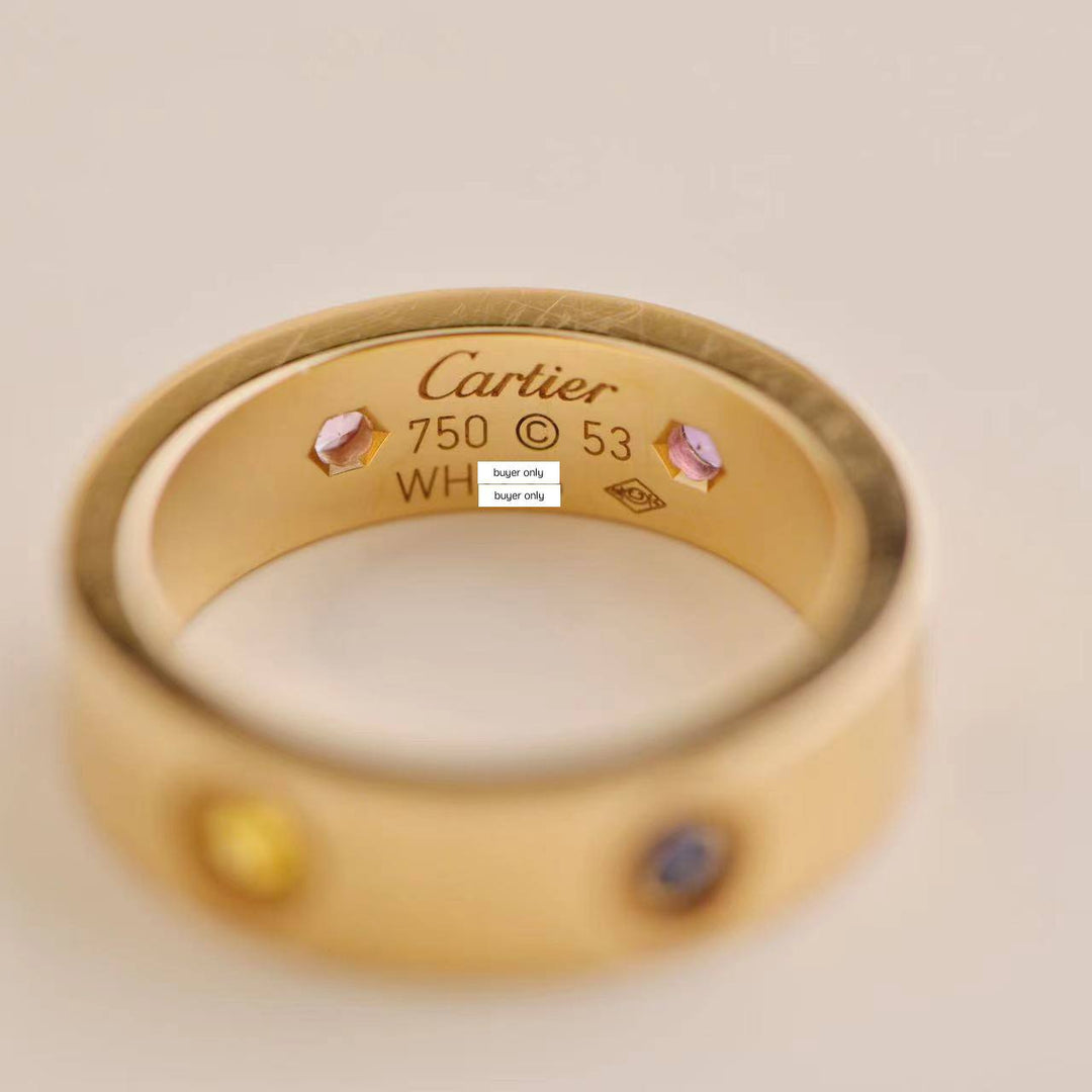 Cartier Love Rainbow Multigem 18K Rose Gold Ring Size 53