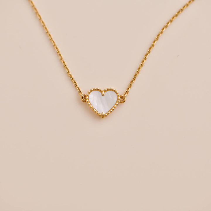 Van Cleef & Arpels Sweet Alhambra 18K Yellow Gold White Mother-of-Pearl Heart Bracelet