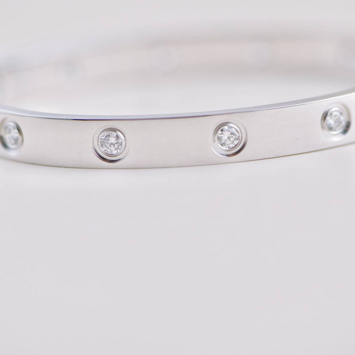 Pre-owned Cartier 10 Diamond Love Bracelet in 18K White Gold