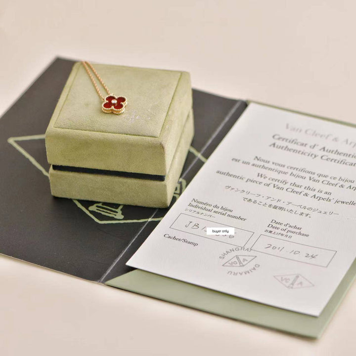 Van Cleef Arpels Vintage Alhambra Carnelian Diamond Rose Gold