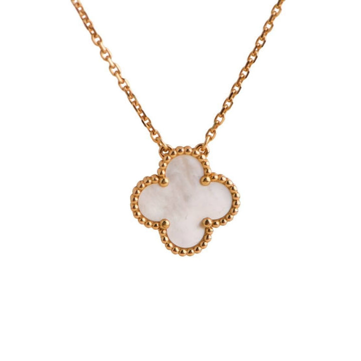 Pre-loved Van Cleef & Arpels Vintage Alhambra Mother of Pearl 18K Yellow Gold Pendant Necklace