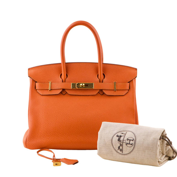 Pre-owned Hermès Birkin 30 Orange Togo Leather Gold Hardware