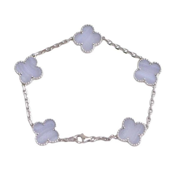 Van Cleef & Arpels Vintage Alhambra Chalcedony 5 Motif Bracelet