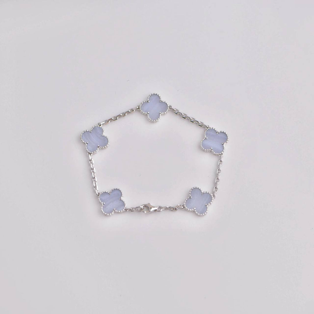 Van Cleef & Arpels Vintage Alhambra Chalcedony 5 Motif Bracelet