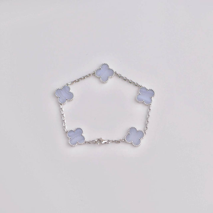 Van Cleef & Arpels Vintage Alhambra Chalcedony 5 Motif Bracelet