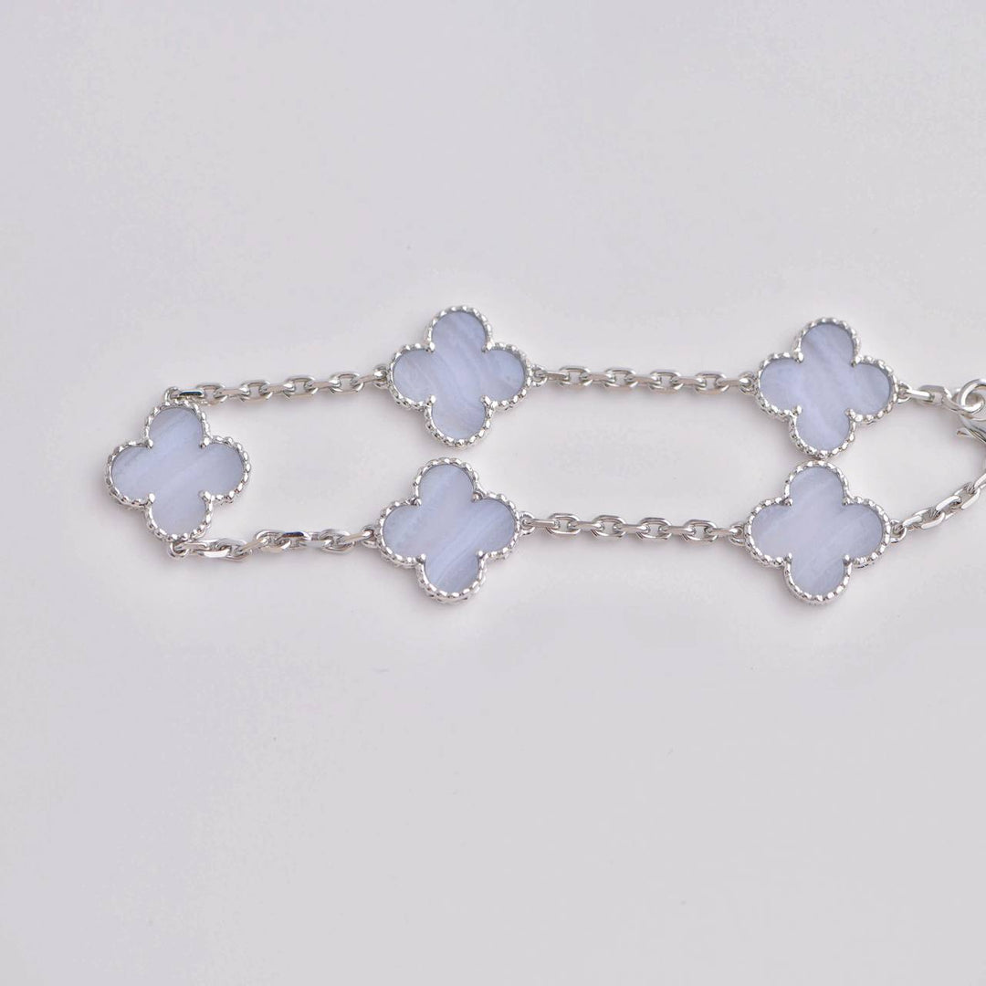 Van Cleef & Arpels Vintage Alhambra Chalcedony 5 Motif Bracelet