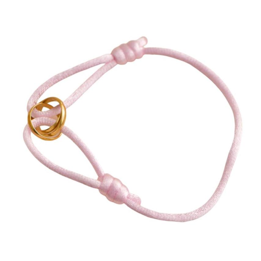 Cartier Trinity 18K Yellow Gold Pink Silk Cord Bracelet