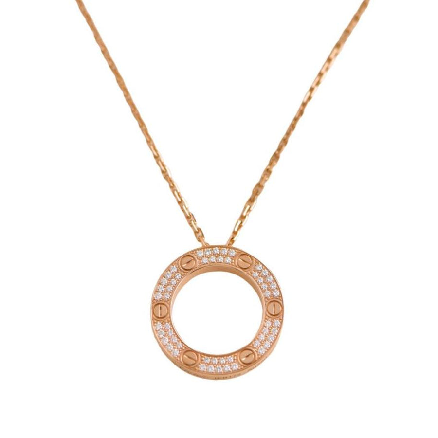 Pre-loved Cartier Love Diamond 18k Rose Gold Pendant Necklace