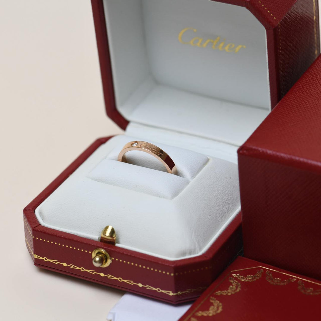 Cartier C De One Diamond Wedding Band Rose Gold Ring Size 52