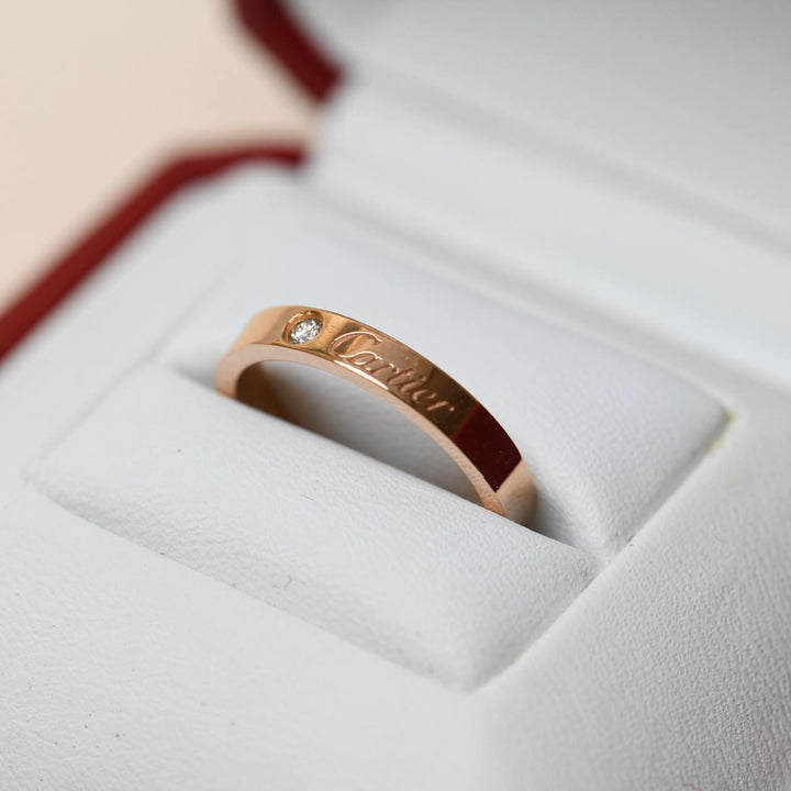 Cartier C De One Diamond Wedding Band Rose Gold Ring Size 52