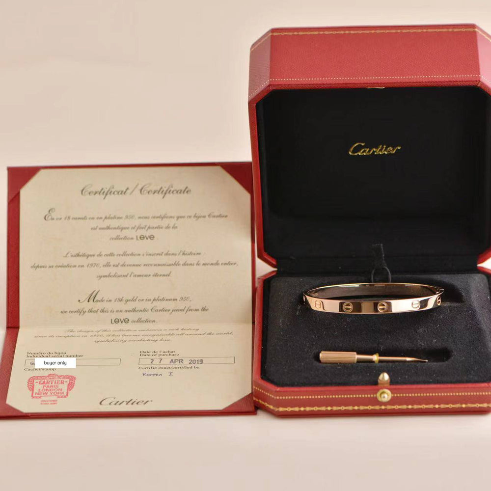 Pre-owned Cartier Love Bracelet 18K Rose Gold Size 19