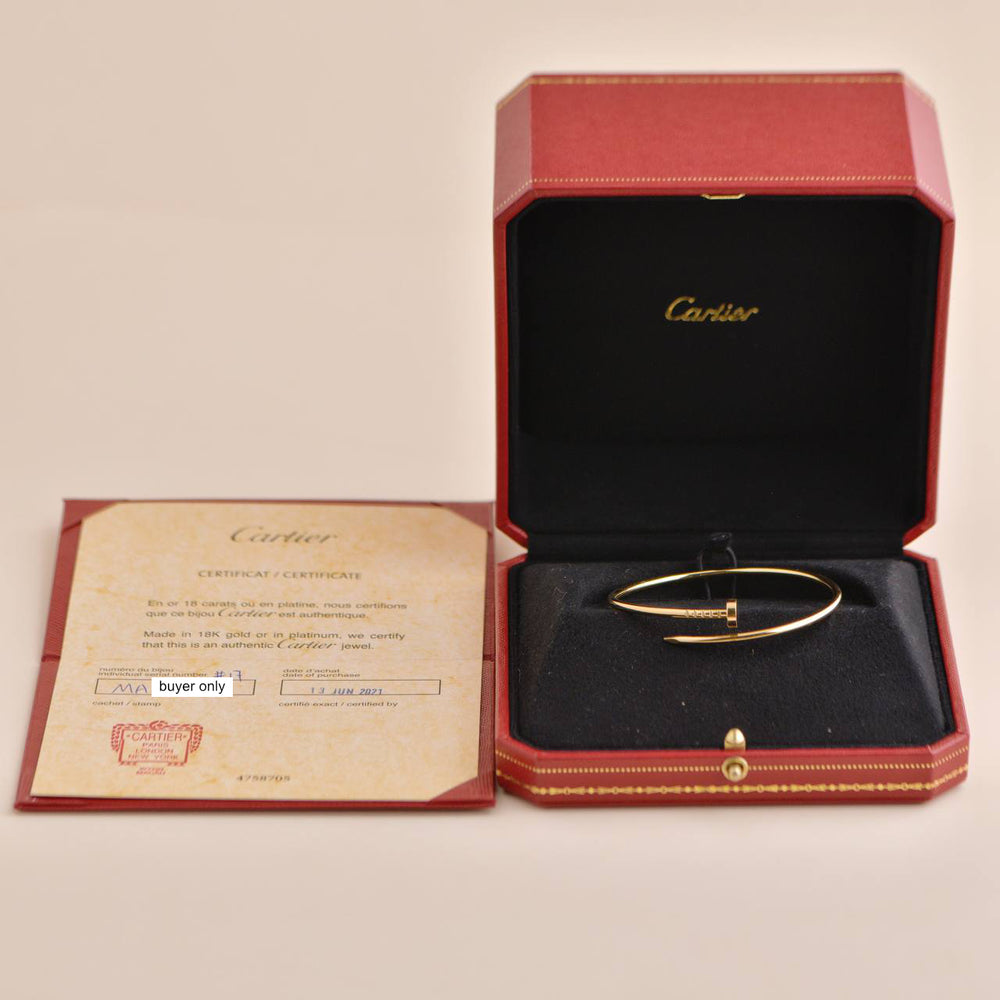 Pre-owned Pre-loved Cartier Juste un Clou Yellow Gold Small Model Bracelet Size 17