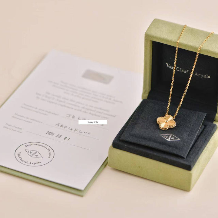 Pre-owned Van Cleef & Arpels Vintage Alhambra Guilloché 18K Yellow Gold Pendant Necklace