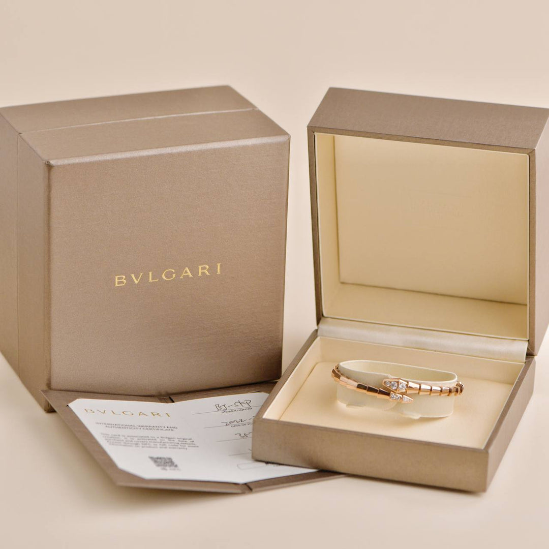 Bvlgari Serpenti Diamond 18k Rose Gold Bracelet Small Model Size Small