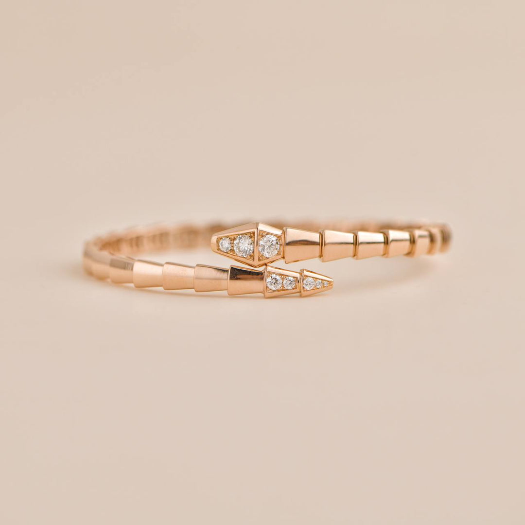 Bvlgari Serpenti Diamond 18k Rose Gold Bracelet Small Model Size