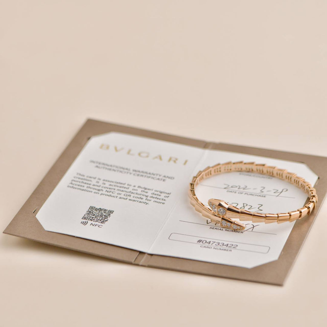 Bvlgari Serpenti Diamond 18k Rose Gold Bracelet Small Model Size Small