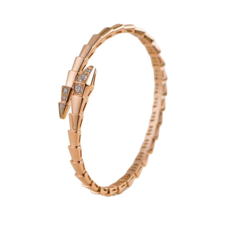 Bvlgari Serpenti Diamond 18k Rose Gold Bracelet Small Model Size Small