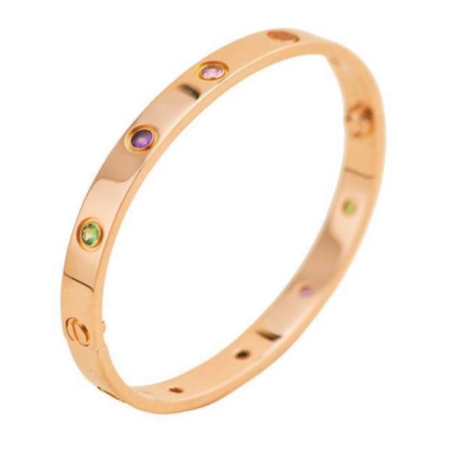 Pre-loved Cartier Love Bracelet 10 Multi Gemstone Rose Gold Size 17