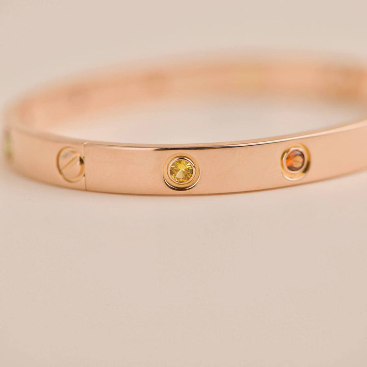 Pre-owned Cartier Love Bracelet 10 Multi Gemstone Rose Gold