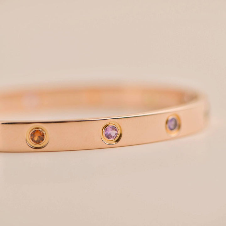 Second Hand Cartier Love Bracelet 10 Multi Gemstone Rose Gold 