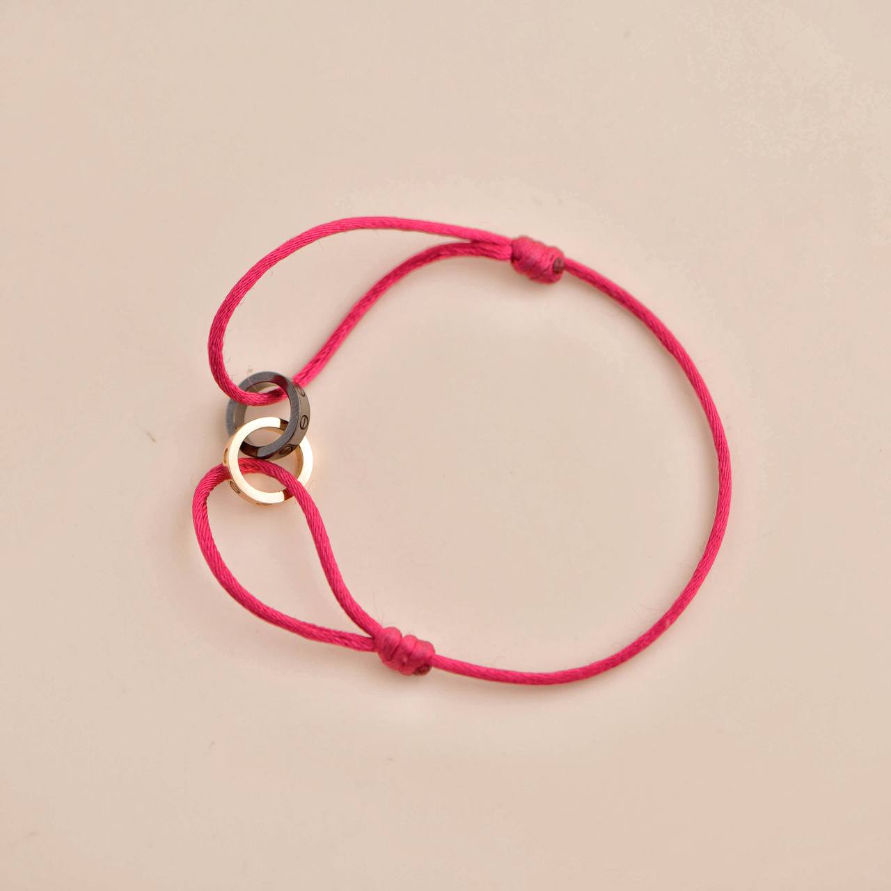 Cartier Love 4 Diamond 18K Rose Gold Sevres Porcelain Pink Silk
