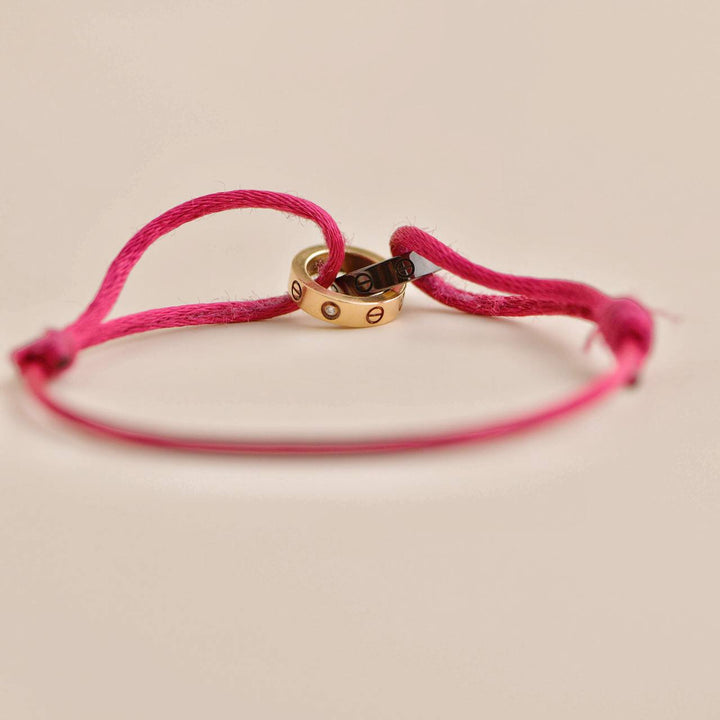 Second Hand Cartier Love 4 Diamond 18K Rose Gold Silk Cord Bracelet