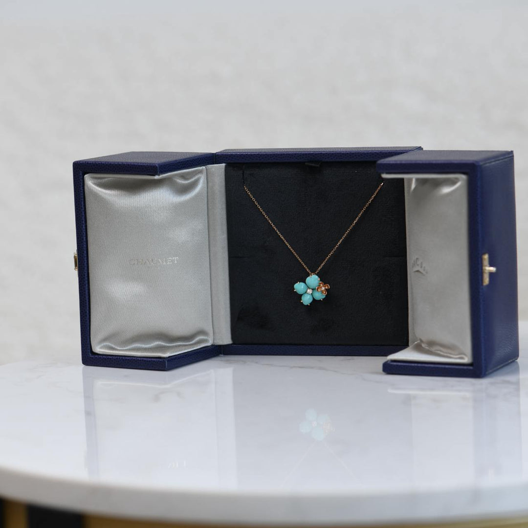 Chaumet Hortensia Eden Rose Gold Turquoise Diamond Pendant