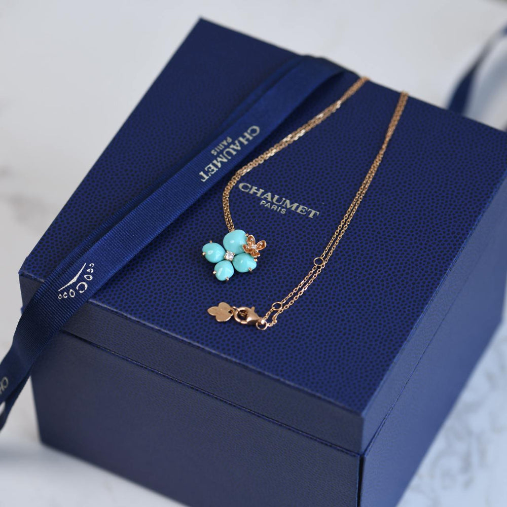 Chaumet Hortensia Eden Rose Gold Turquoise Diamond Pendant