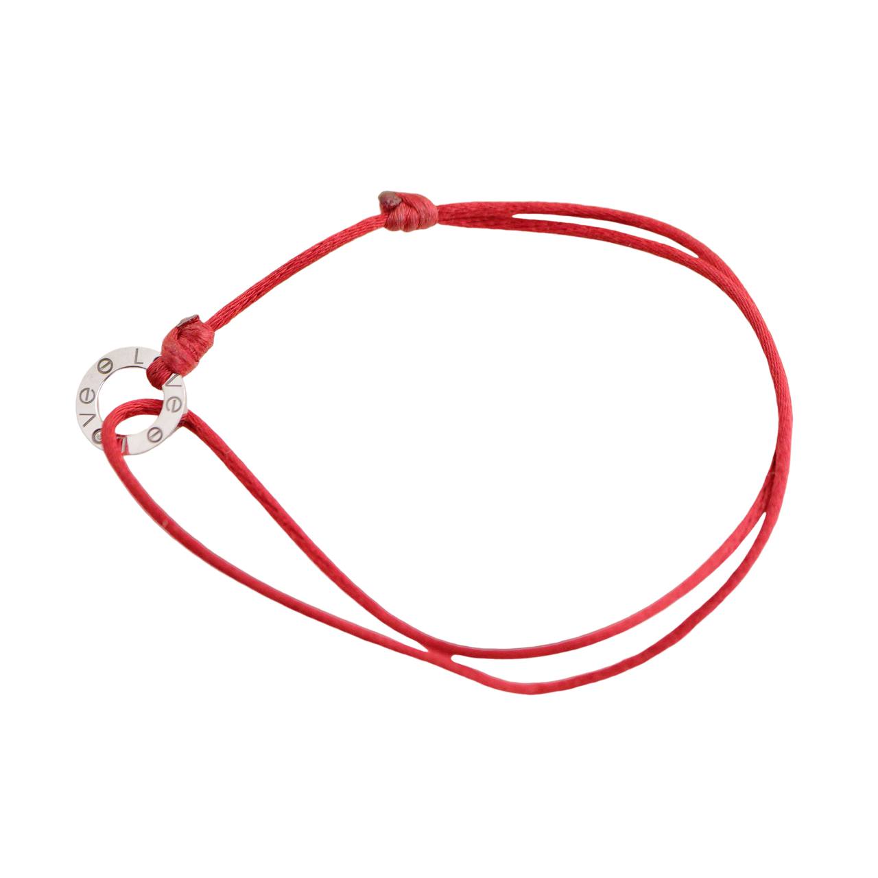 Cartier Love Diamond 18k White Gold Red Cord Bracelet – Dandelion