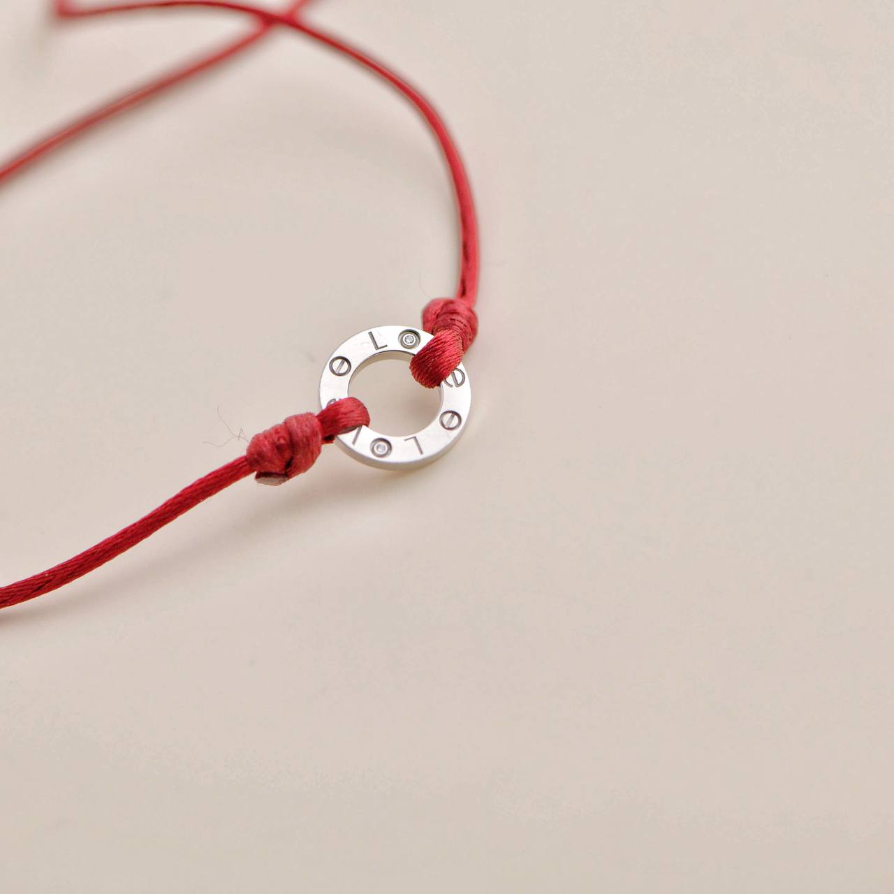 Cartier Love Diamond 18k White Gold Red Cord Bracelet – Dandelion