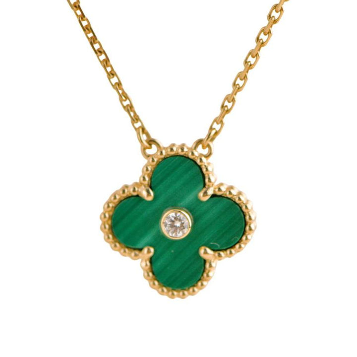 Van Cleef & Arpels 2013 Malachite Diamond 18k Yellow Gold Holiday Pendant