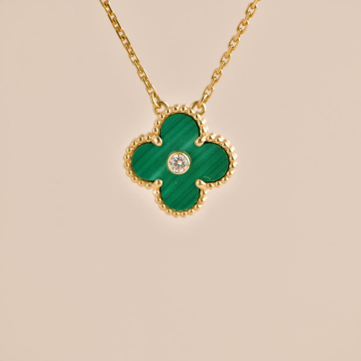 Van Cleef & Arpels 2013 Malachite Diamond 18k Yellow Gold Holiday Pendant