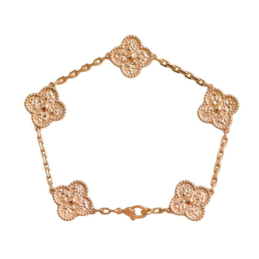 Pre-owned Van Cleef & Arpels Vintage Alhambra 5 Motifs 18 Rose Gold Bracelet