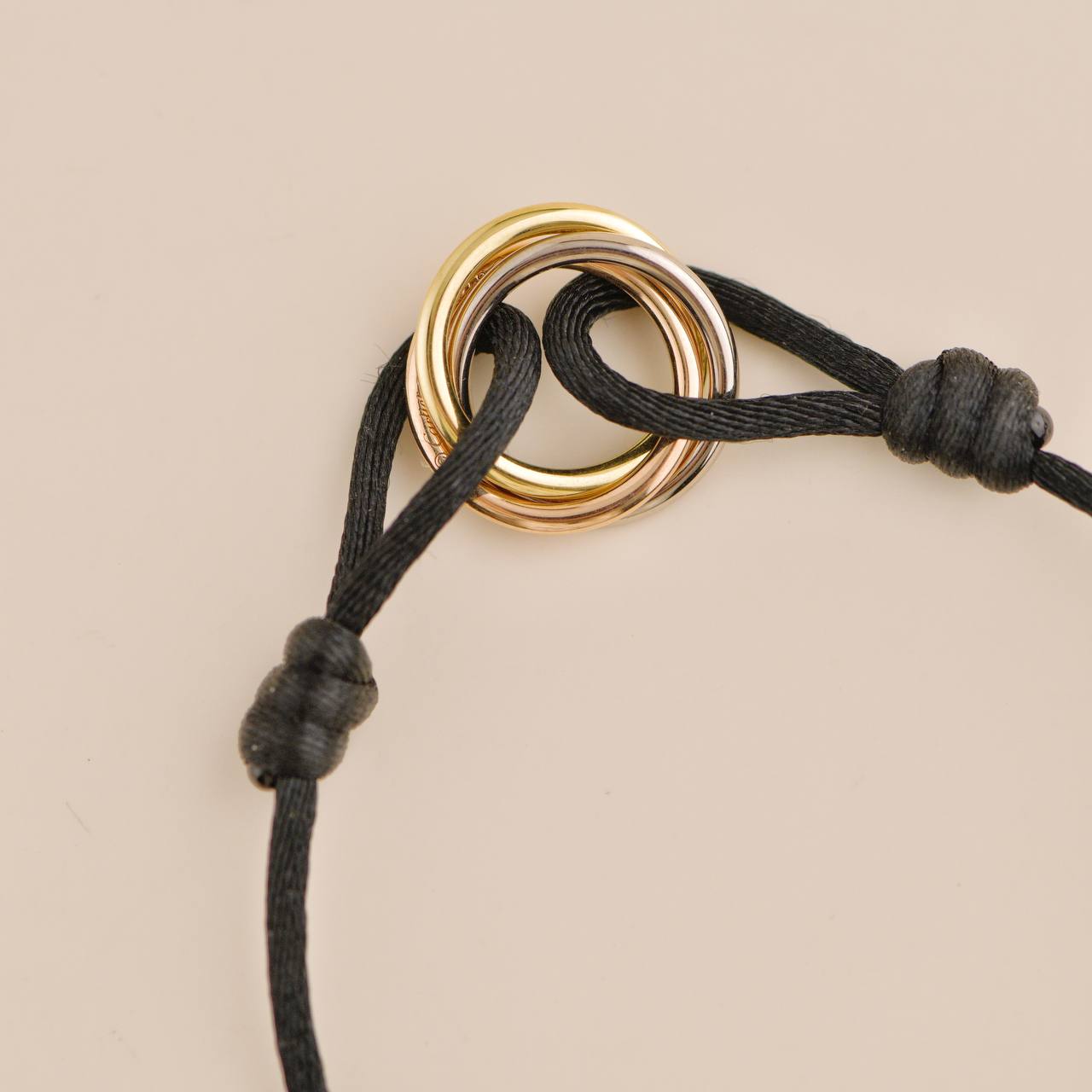 Cartier TRINTY BRACELET, CORD トリニティ Cartier Trinity Diamond Yellow White and Rose Gold Black Cord