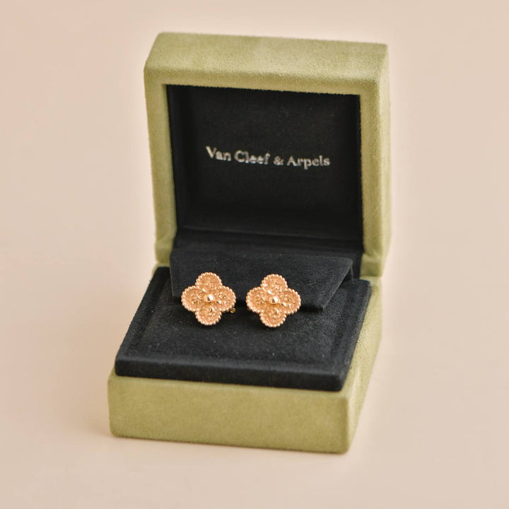 Van Cleef Arpels Vintage Alhambra Hammered 18K Rose Gold