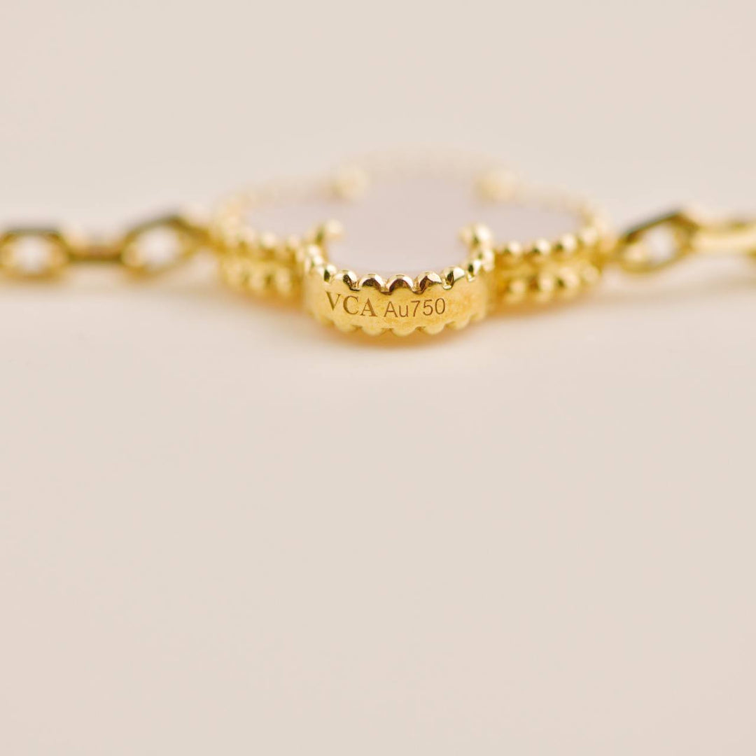 Second Hand Van Cleef & Arpels Vintage Alhambra Mother of Pearl 18k Yellow Gold Bracelet