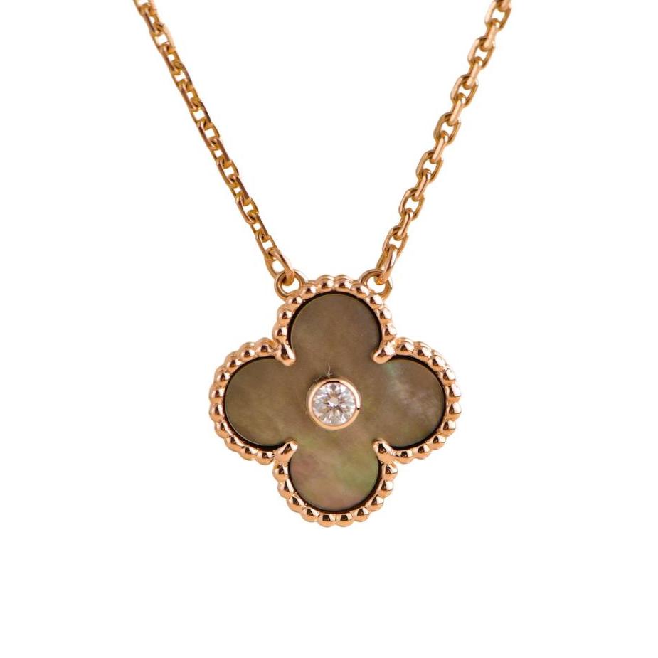 Van Cleef & Arpels Vintage Alhambra Grey Mother of Pearl 18k Rose